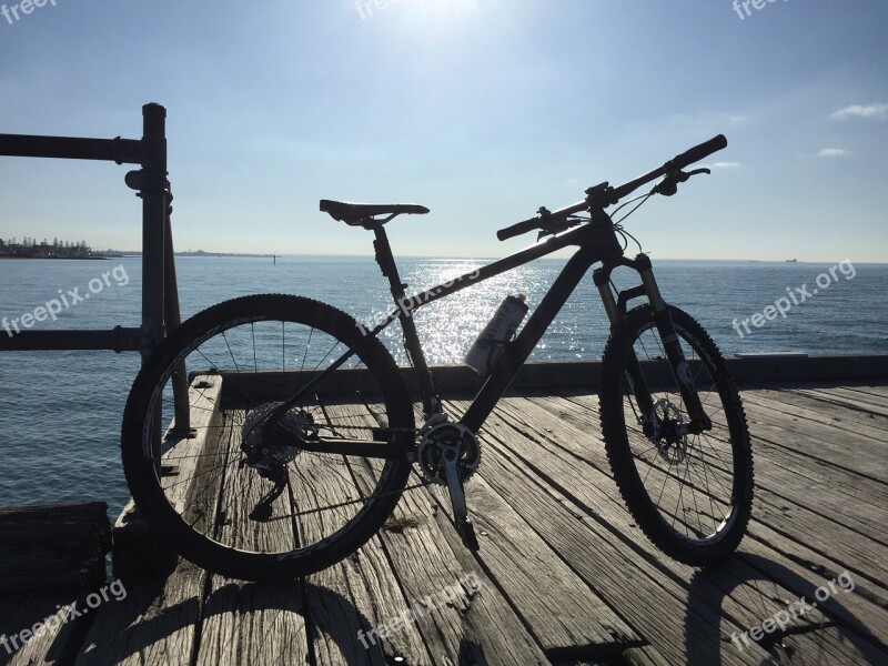 Mountain Bike Ocean Summer Silhouette Horizon