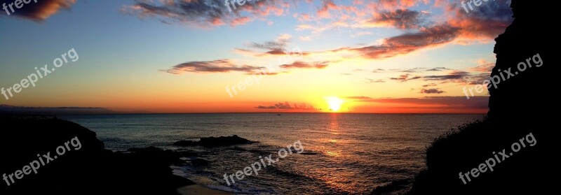 Dawn Sun Horizon Sky Clouds