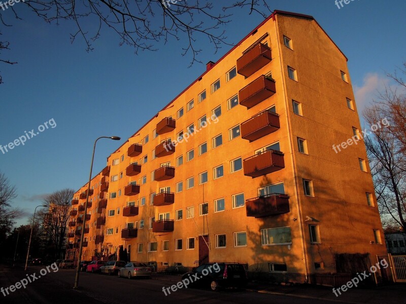 Helsinki Block Of Flats Merikannontie Evening Sun Free Photos