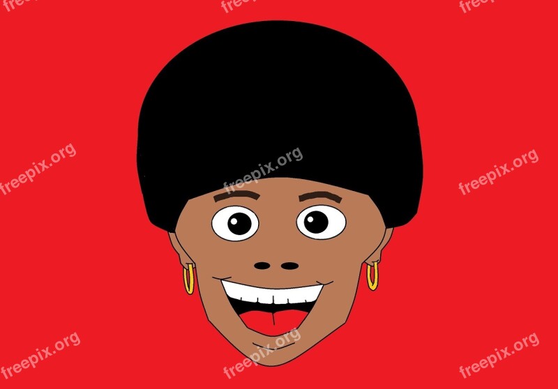 Funky Style Afro Black Hair Red Background