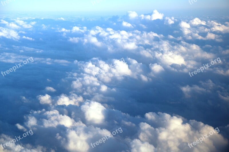 Clouds View From The Plane Sky Blue White Clouds Horizon