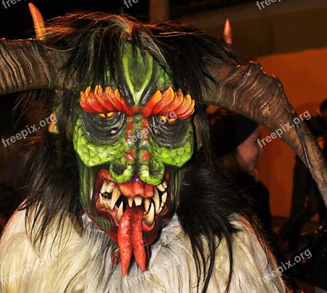 Perchtenmaske Wooden Mask Carnival Devil Luzifer