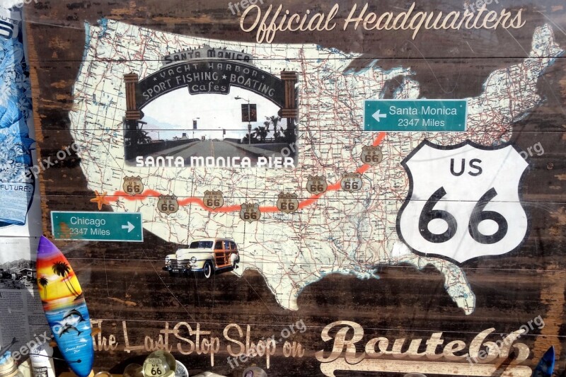 Route 66 Usa America Signboard Free Photos