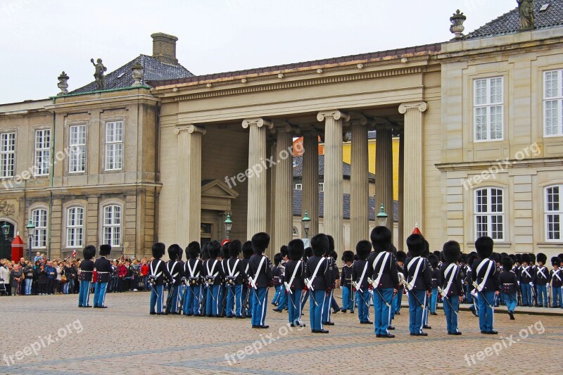 Marching Royal Guard Changing Of The Guard Amalienborg Palace Copenhagen