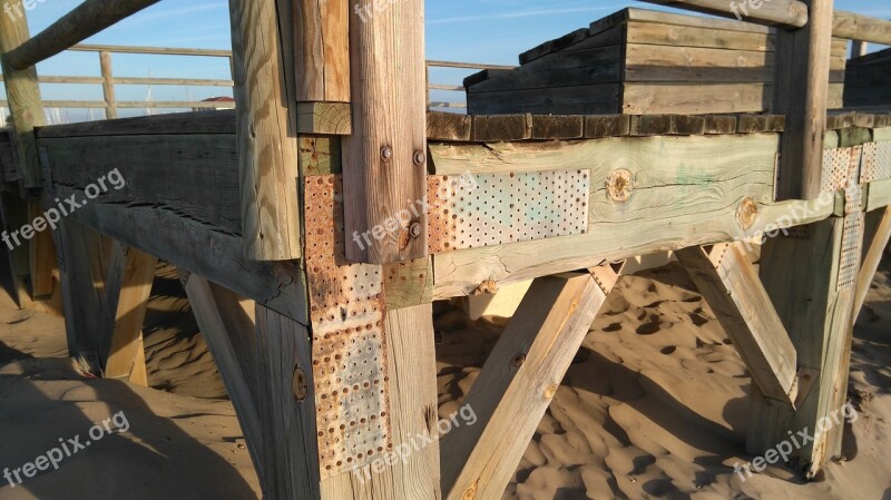 Wooden Boardwalk Sand Wood Seashore