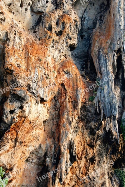 Thailand Rock Nature Column Idyllic