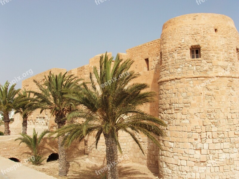 Castle Tunisia Djerba Palm Trees Stones