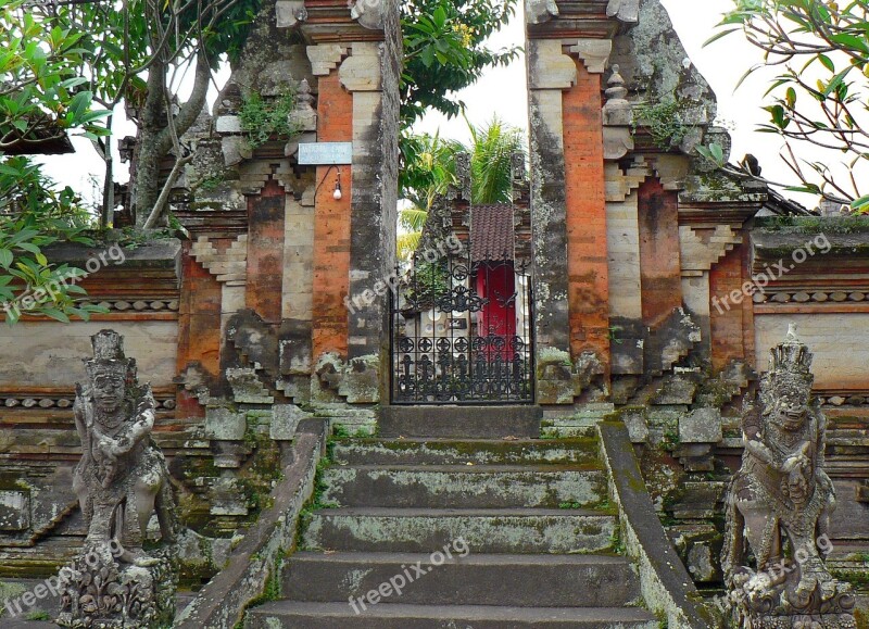 Indonesia Bali Pagoda Door Sculptures