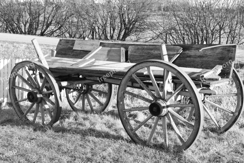 Wagon Old Black White Old Days Wheels