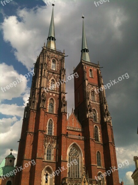 Wrocław Building The Cathedral Tower The Market