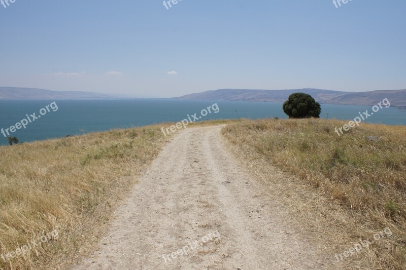 Sea Of Galilee Away Trace Lake Landscape