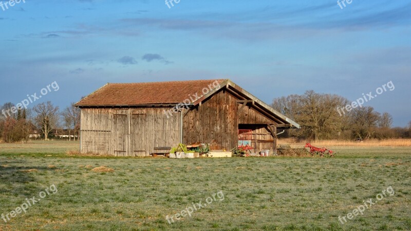 Barn Hut Log Cabin Nature Field