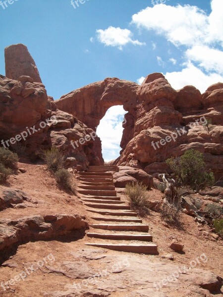 Moab Arches National Park Rock Formation Landscape Mountain Top