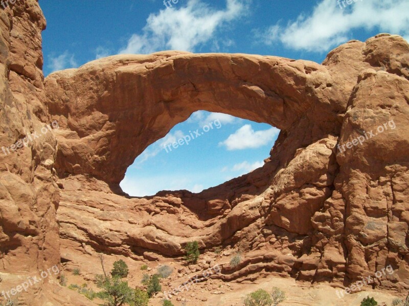 Moab Arches National Park Rock Formation Landscape Mountain Top