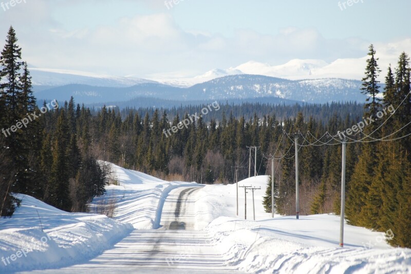 Winter Snow Mountain Swedish Mountains Sweden