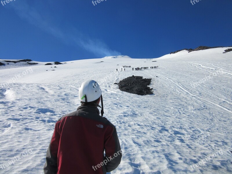 Volcano Snow Mountain Sky Water