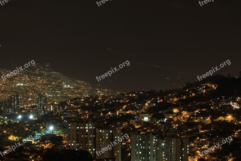 Night Medellin City Colombia Free Photos