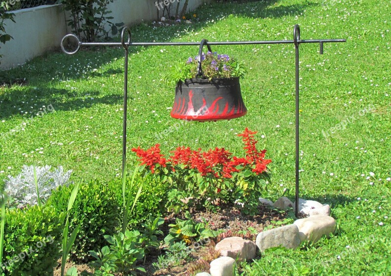 Nature Summer Flowers Flame Cauldron