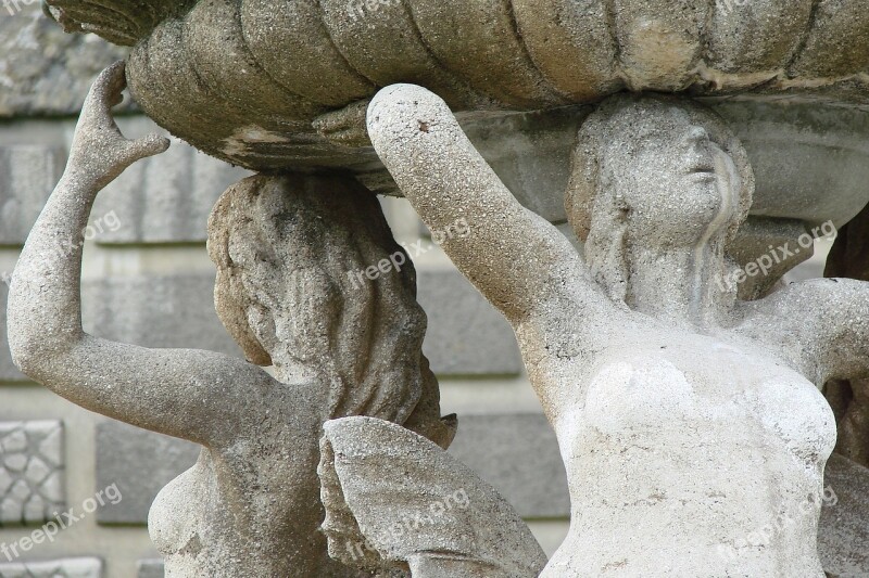 Woman Mermaid Fountain Sculpture Sandstone