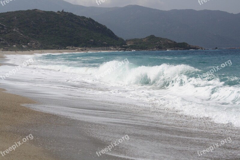 Wave Corsica West Coast Beach Sea