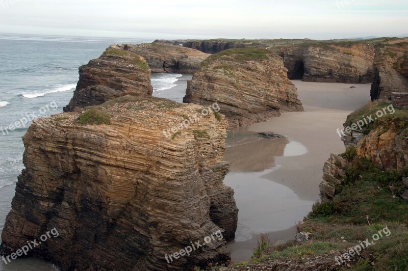 Galicia Beach Of The Cathedrals Ribadeo Free Photos