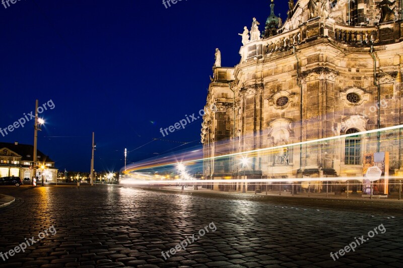 Dresden City Night City View Lights