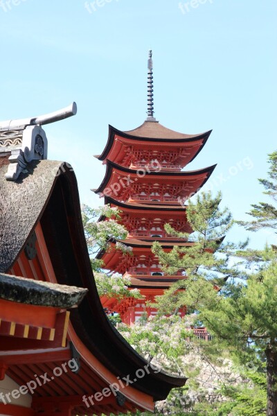 Japan Asia Red Temple Pagodas