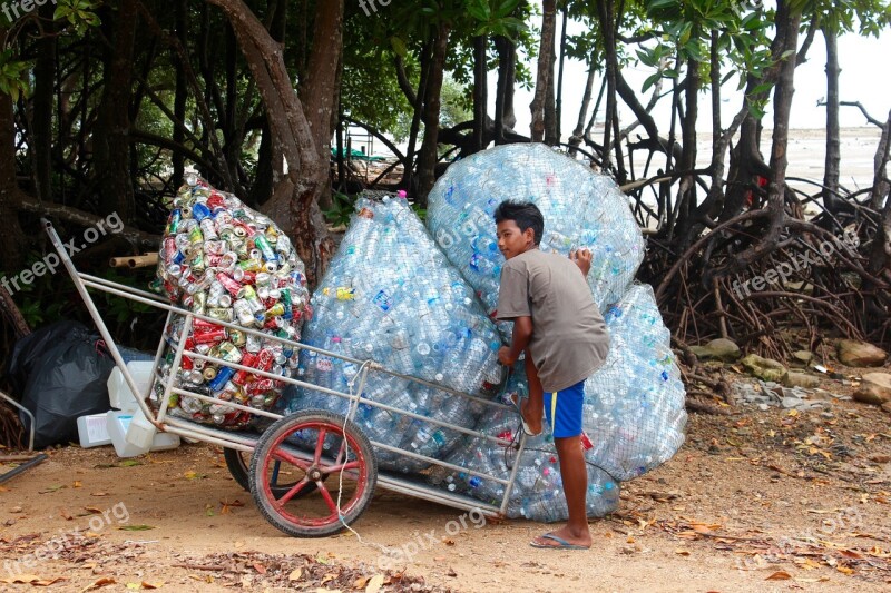 Garbage Collect Plastic Bottles Disposal