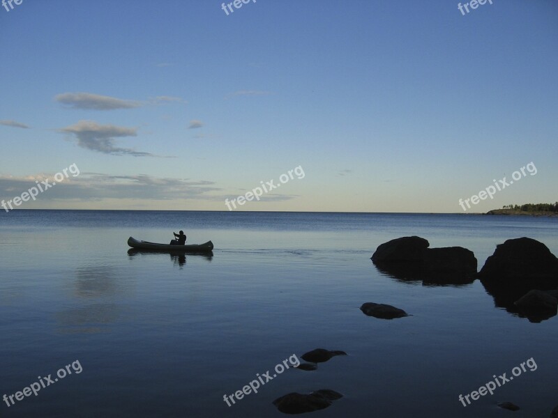 Kayak Reflection Canoe Kayaking Nature