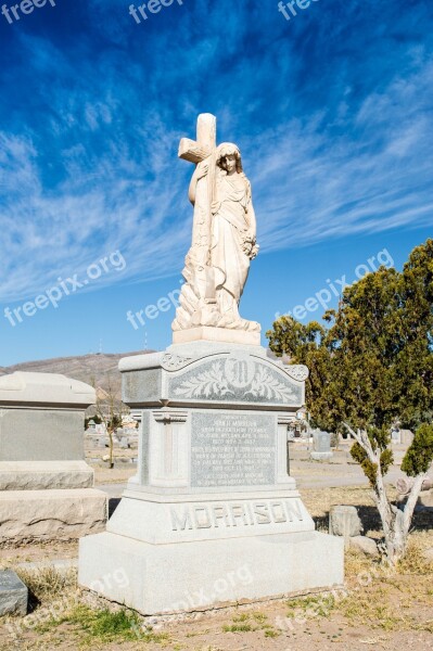 Concordia Cementary Tomb Angel Blue Sky Old Cemetery