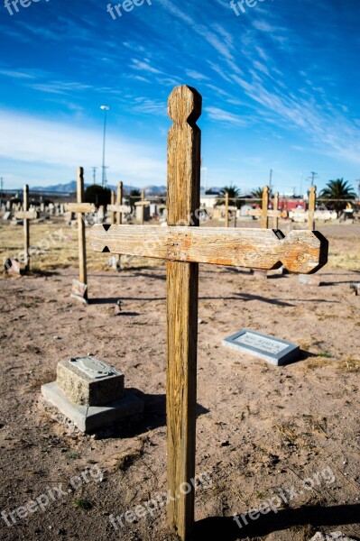 Concordia Cementary Cross Grave Old Cemetery Texas