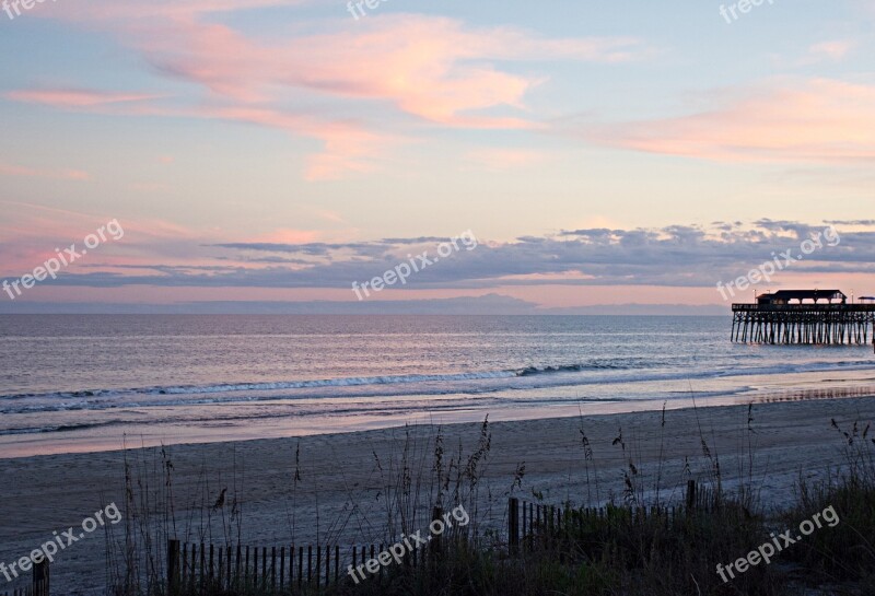 Myrtle Beach Sunrise Pier Ocean Beach