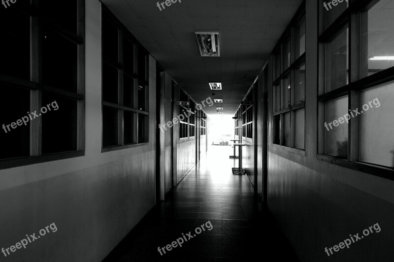 School Hallway Black And White Free Photos