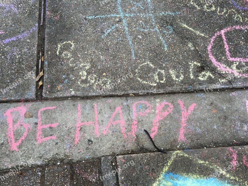 Happy Courage Chalk Drawing Handwriting