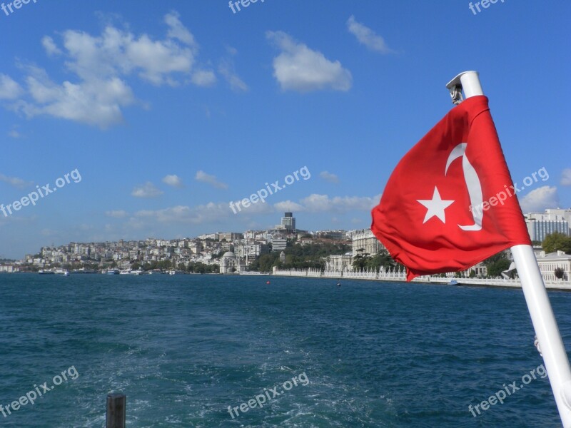 Turkey Bosphorus Istanbul Turkish Flag Free Photos