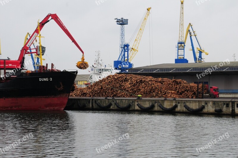 Crane Port Wood Harbour Cranes Water