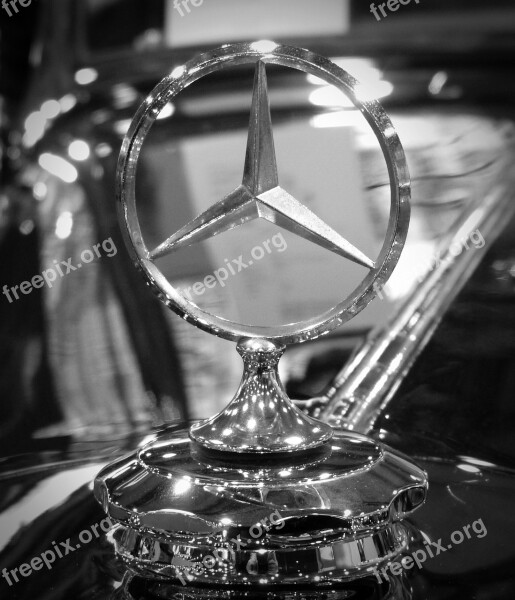 Oldtimer Emblem Mercedes Logo Silver