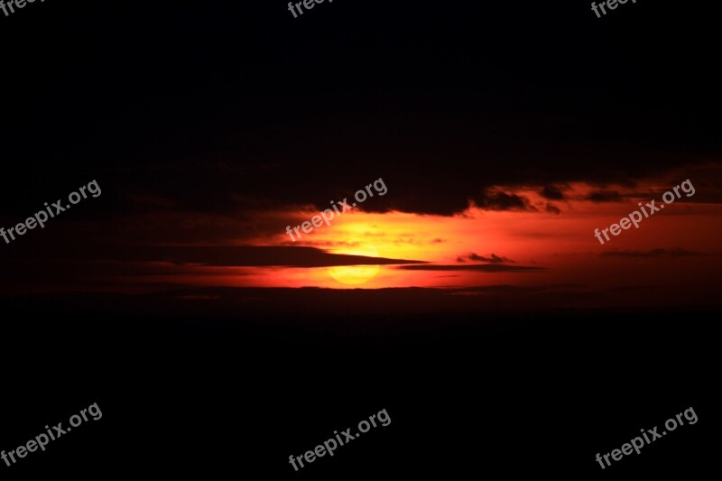 Sunset Sky The Sun Clouds West