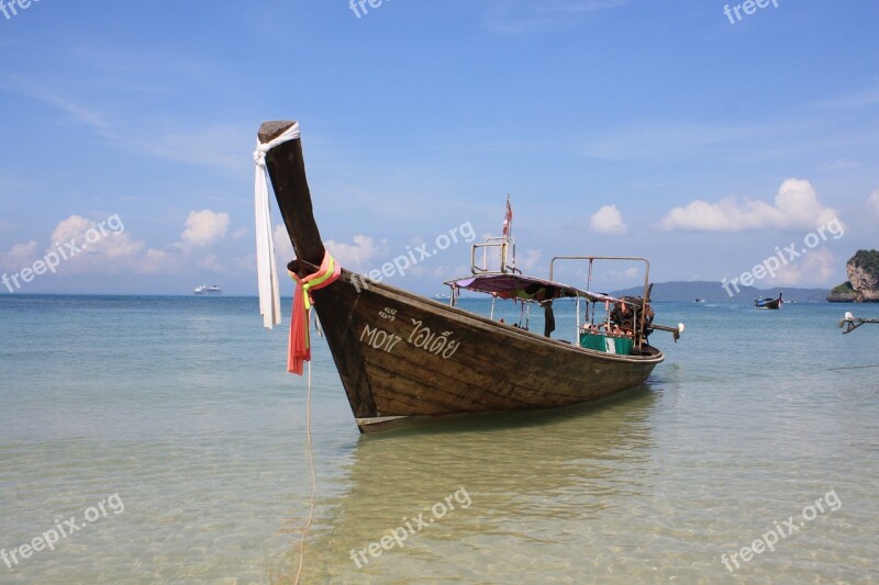 Thailand Longtail Boat Sea Tropical