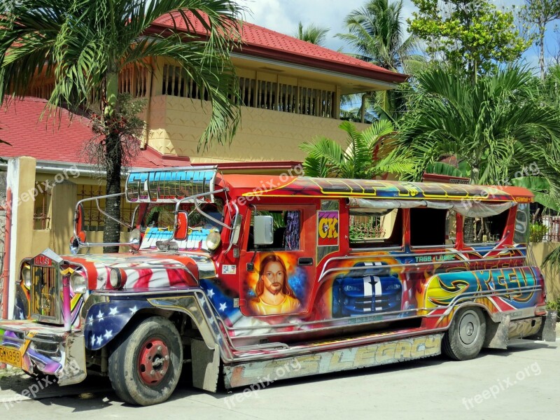 Bus Jeepney Colorful Transport Vehicle