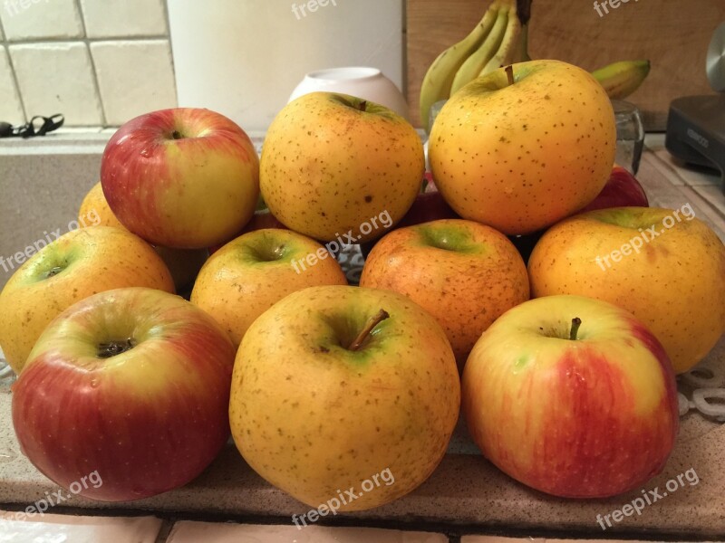 Apples Yellow Kitchen Autumn Fruit