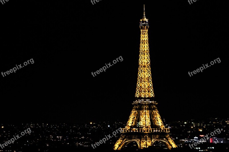 Eiffel Tower Night Paris French