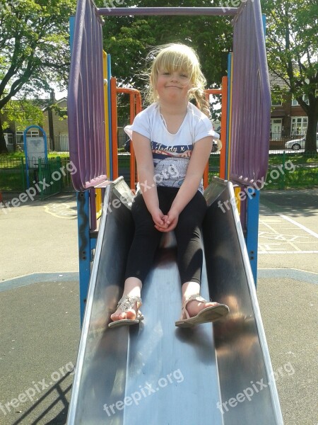 Child Granddaughter Slide Girl Happy