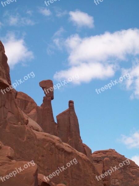 Moab Arches National Park Rock Formation Landscape Mountain Top