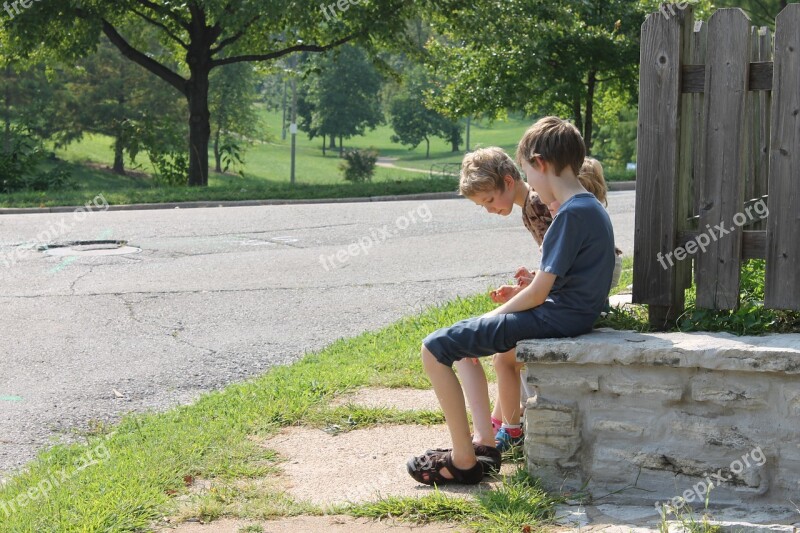 Boys Park Hanging Out Fun Relax