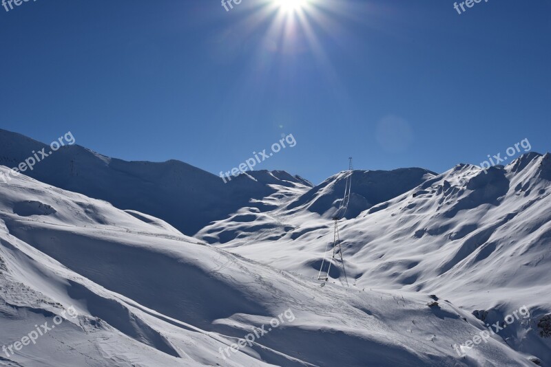 Samnaun Ischgl Winter Panorama Sun