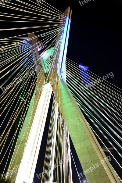 Bridge Suspended On Cables São Paulo Architecture Postcard