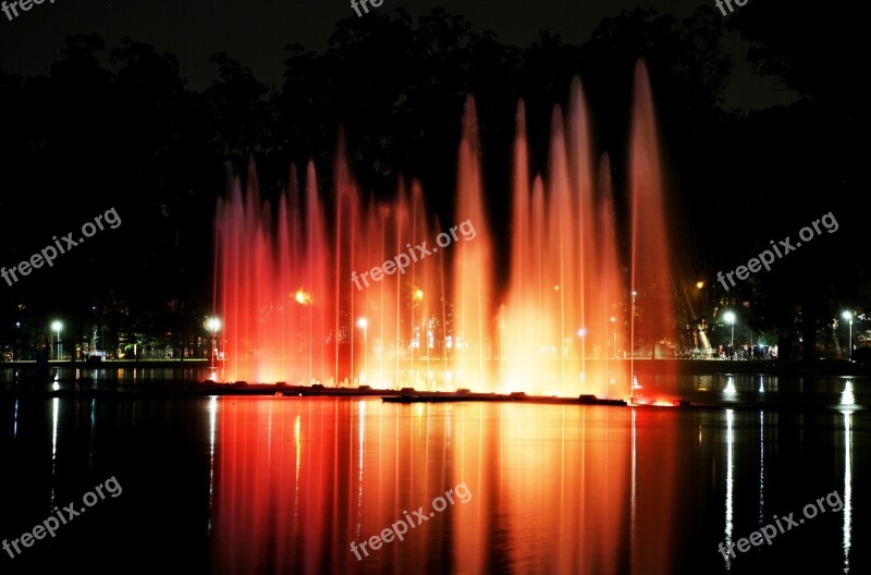 Ibirapuera Park Lights Night Water Show Color