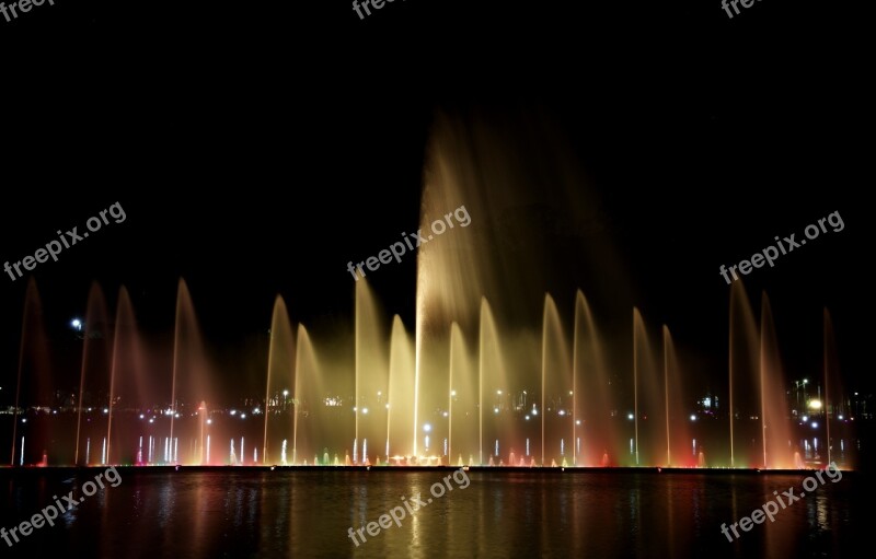 Ibirapuera Park Lights Night Water Show Color