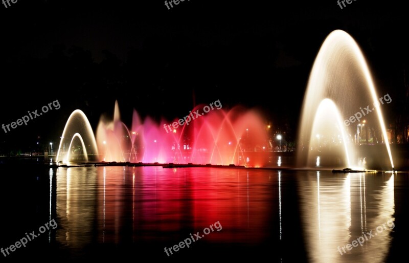 Ibirapuera Park Lights Night Water Show Color